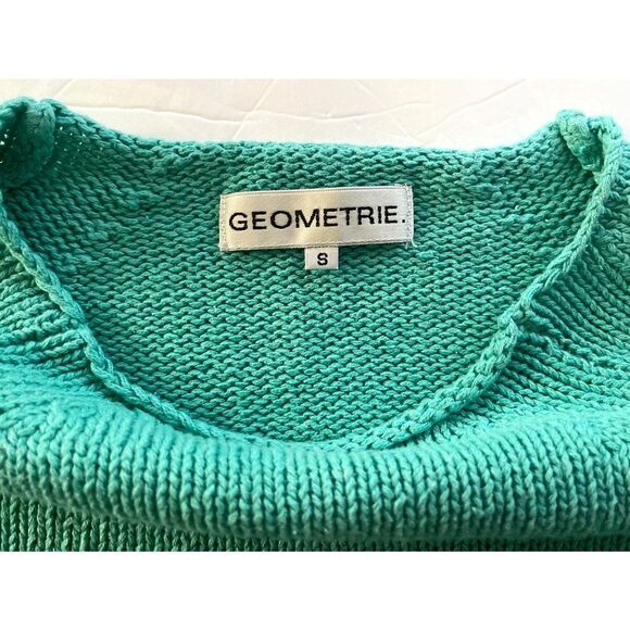 Geometrie WOMEN’S CREWNECK‎ FRINGE DETAIL CABLE KNIT SWEATER GREEN S - Picture 3 of 5